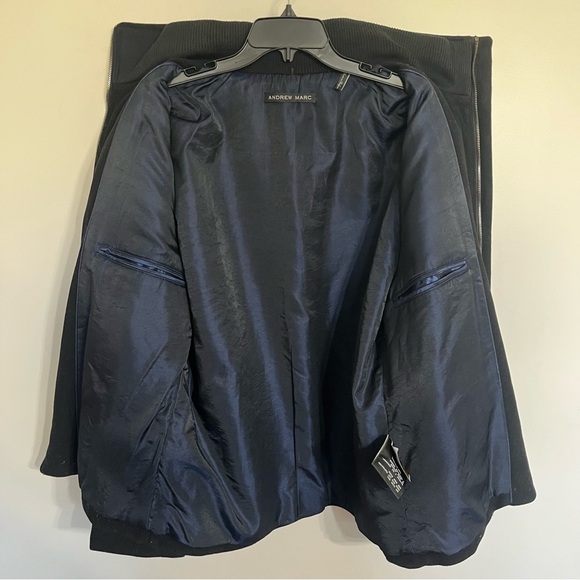 Men’s Andrew Marc Wool Blend Bomber Jacket Full Zip Size Large Black - Picture 7 of 10